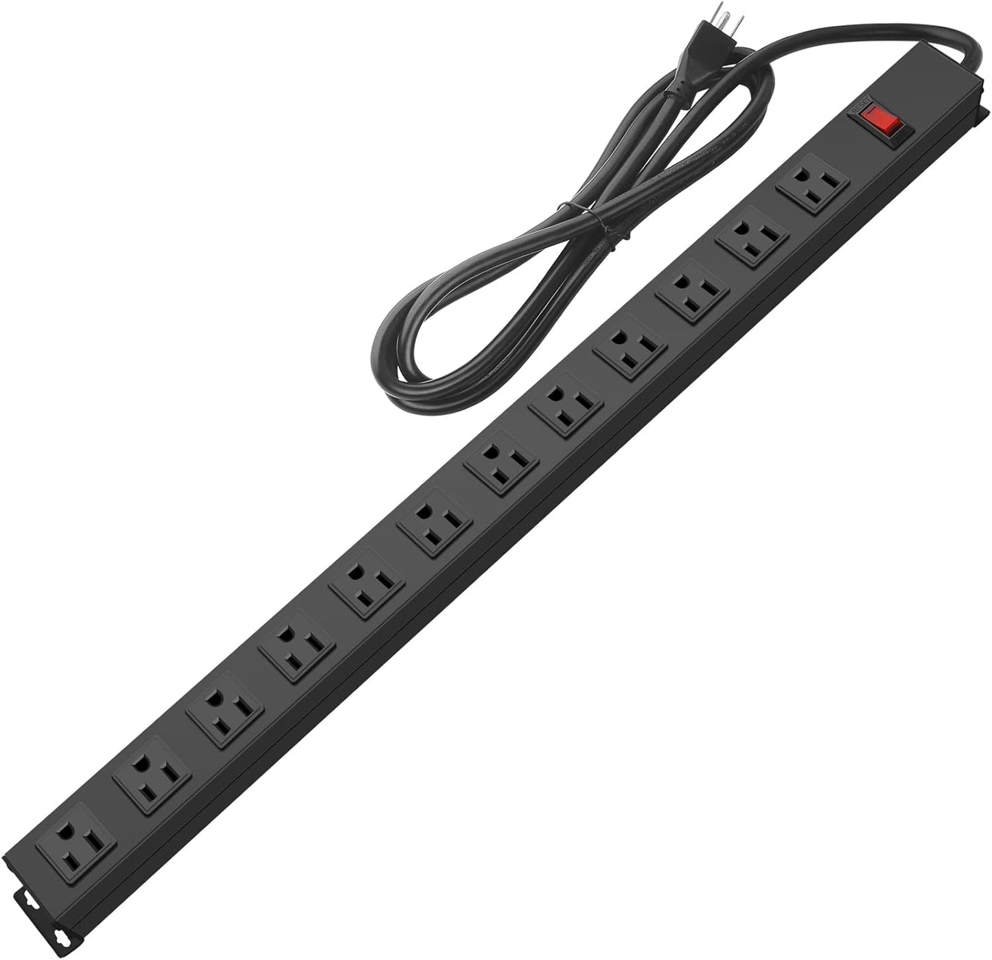 HHSOET Metal Wall Mount Power Strip with 12 AC Outlets