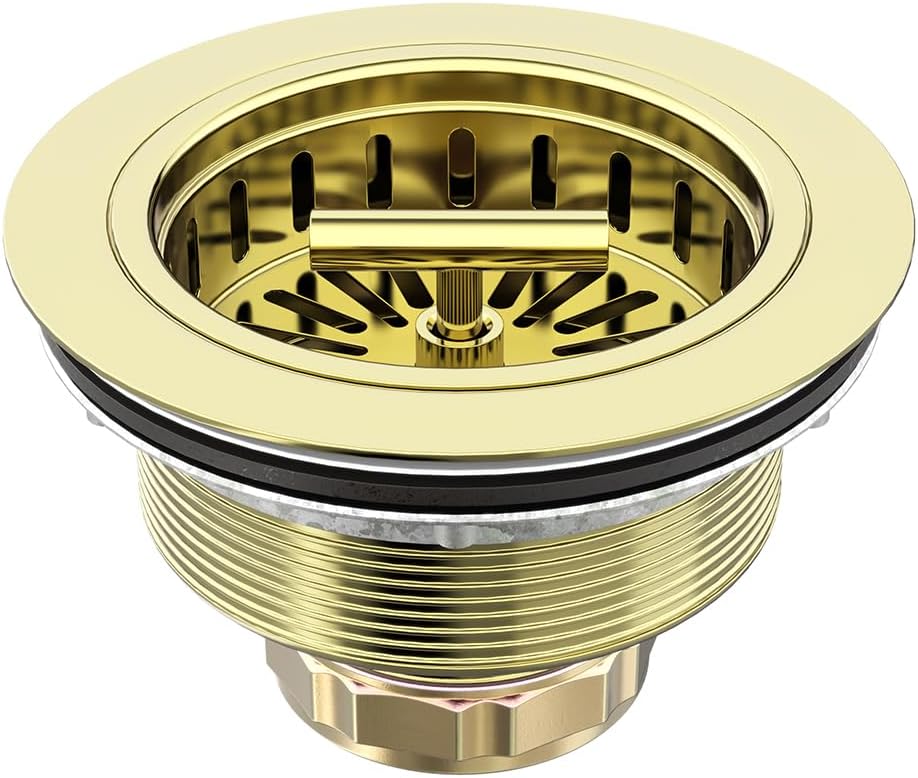 KONE 3-1/2 Inch Kitchen Sink Drain Assembly in Gold Finish