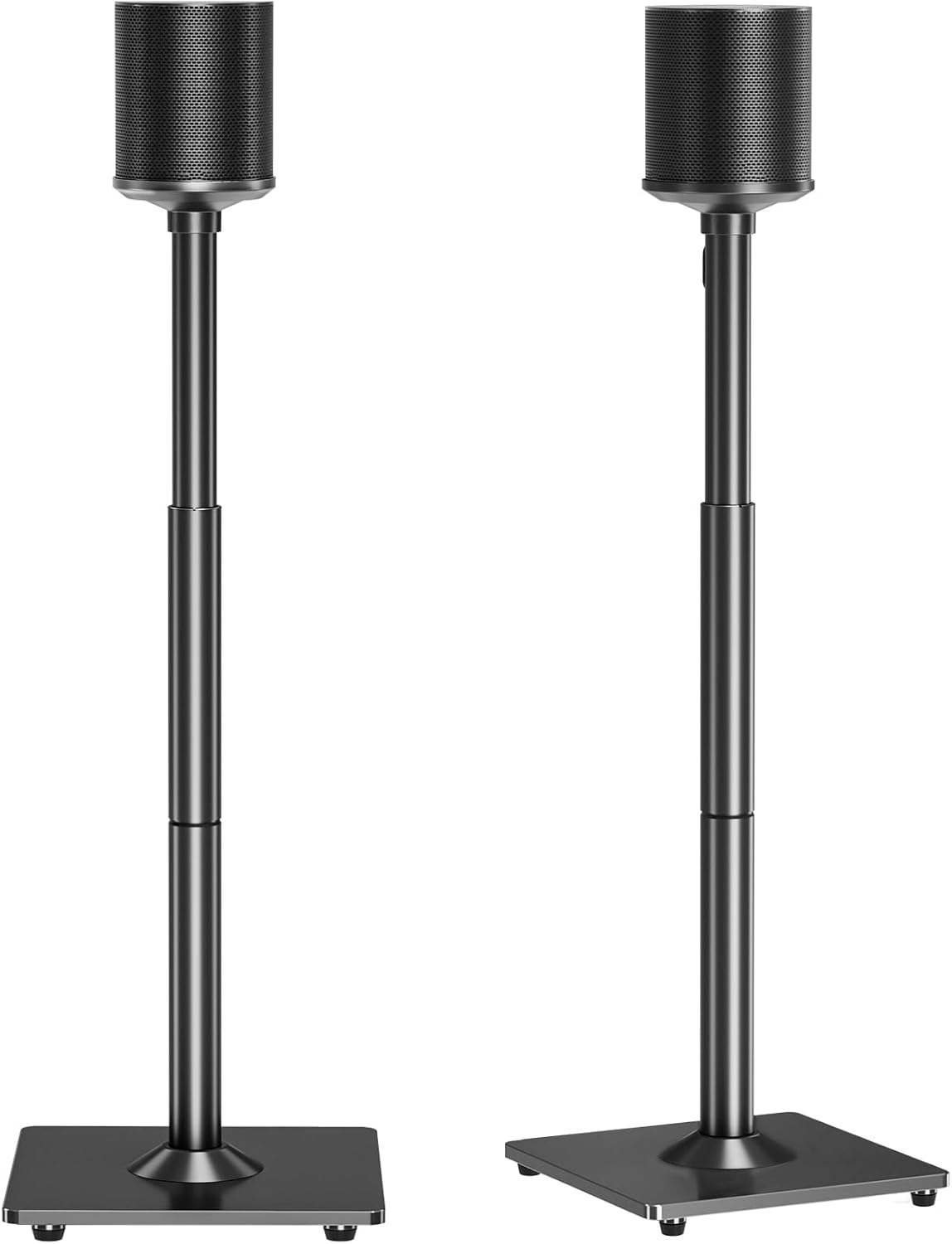Height-Adjustable Floor Speaker Stands Pair for Sonos & More, Ear-Level Surround Sound, Cable Management - MU9146