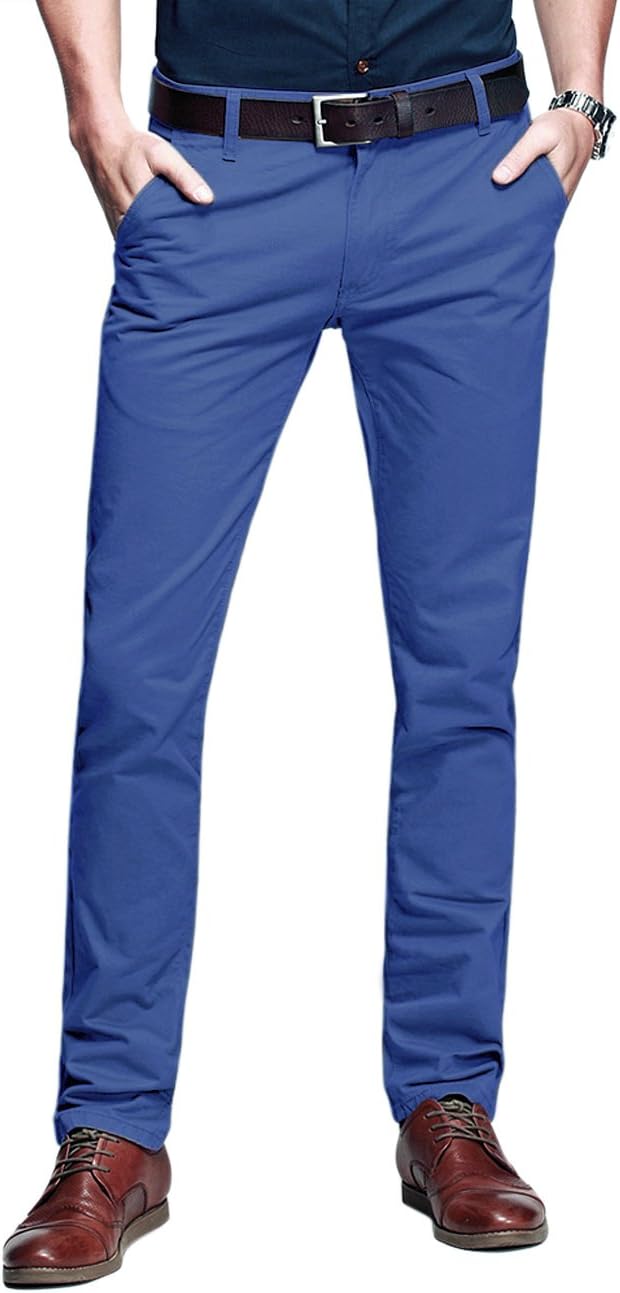 Match Mens Slim Tapered Flat Front Casual Pants for Style