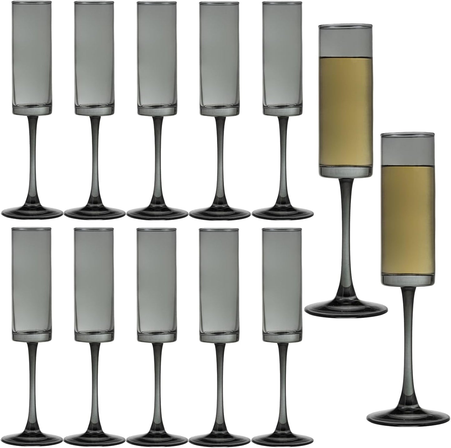 12 Pieces Black Champagne Flutes for Elegant Celebrations