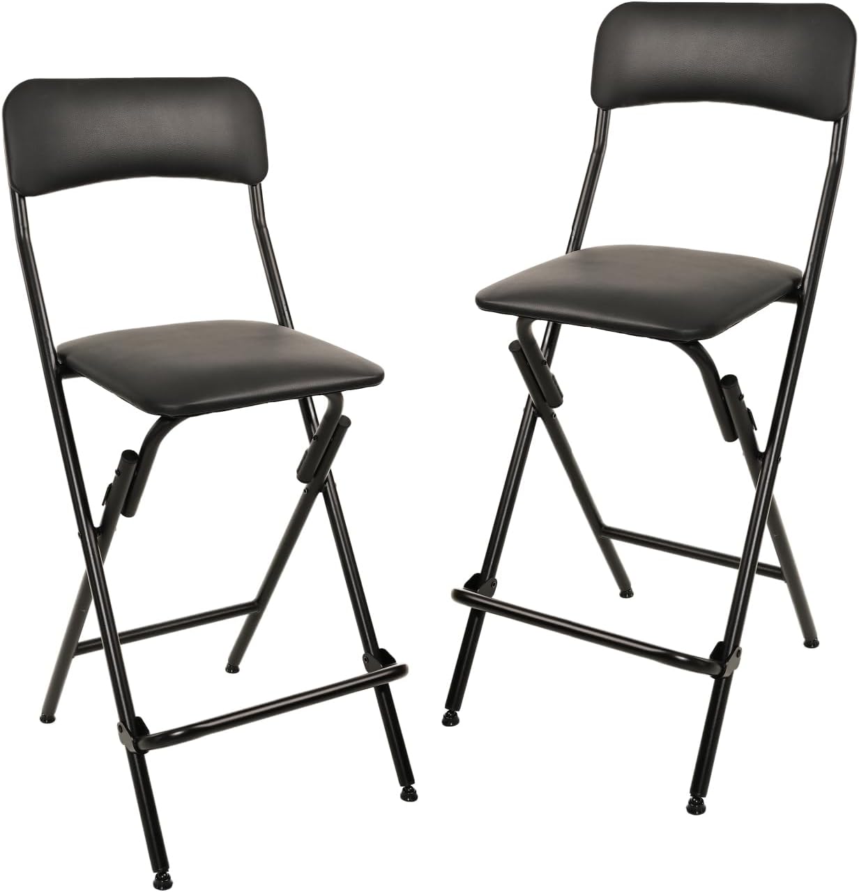 Set of 2 Foldable Stools with Footrests