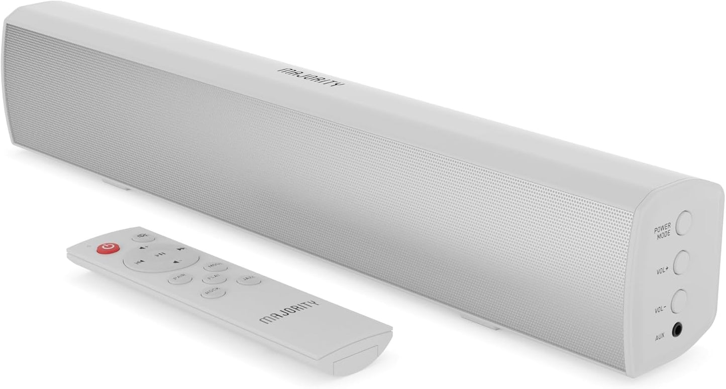 Majority Bowfell 15 Inch White Soundbar for TV and Gaming