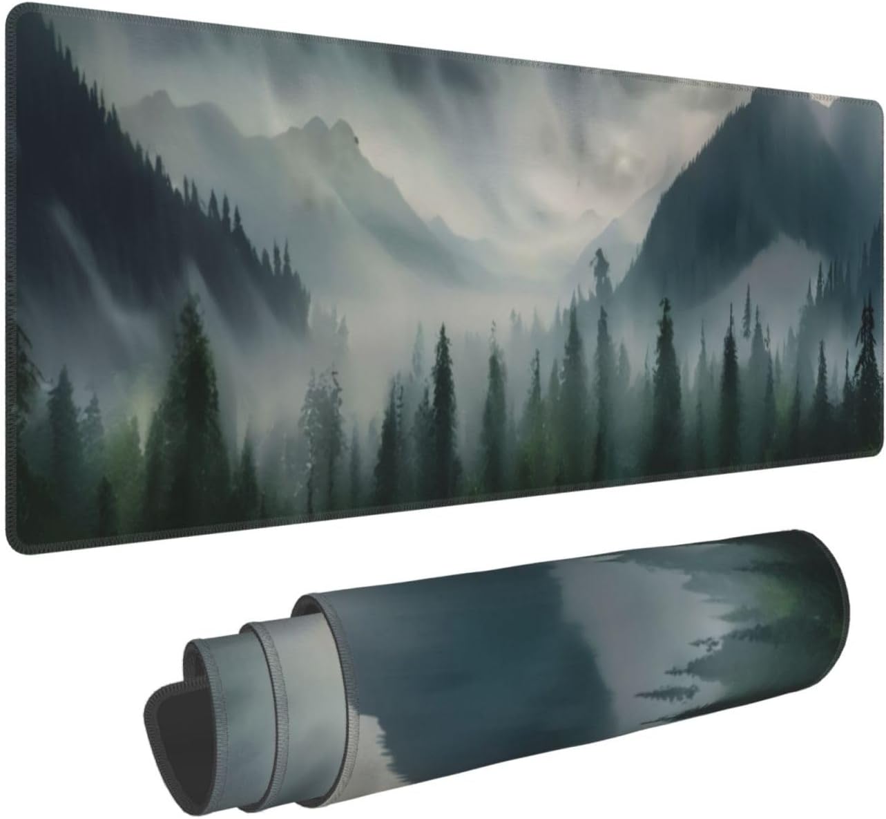 Large Non-Slip Gaming Mouse Pad - Misty Forest Design
