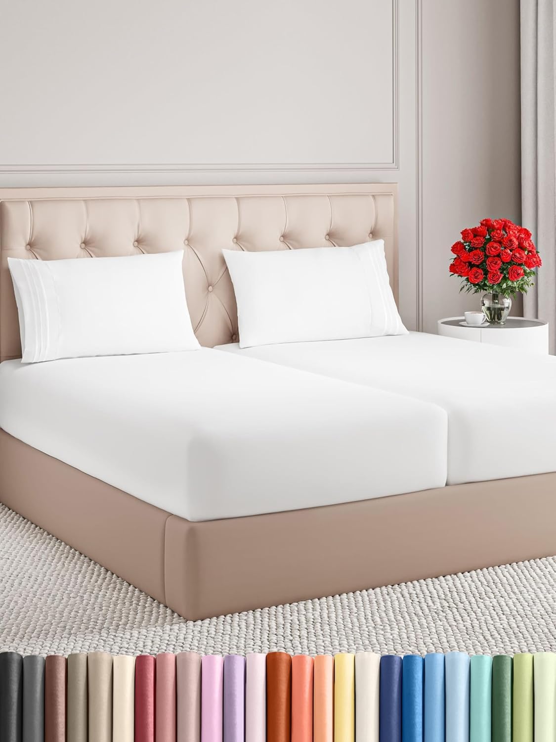 Split King Size 5 Piece Sheet Set - Soft, Cooling, Luxury Bedding