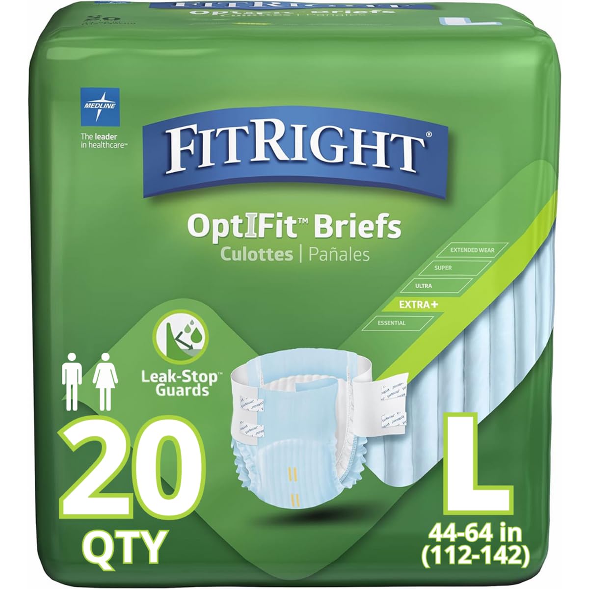 Medline FitRight Plus Briefs: 20-Pack Superior Comfort