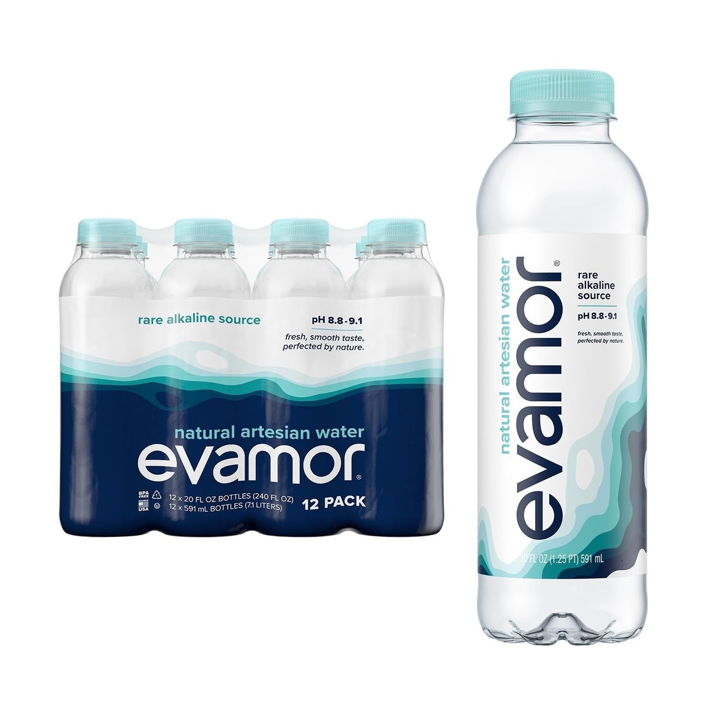 EVAMOR Artesian Bottled Water - Pure, Naturally Alkaline Hydration
