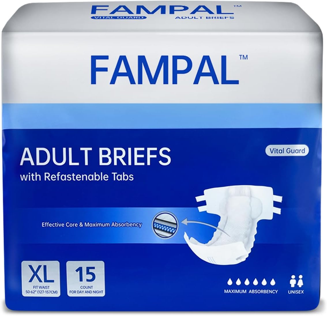 Ultimate Protection: FAMPAL XL Incontinence Briefs - 15 Ct