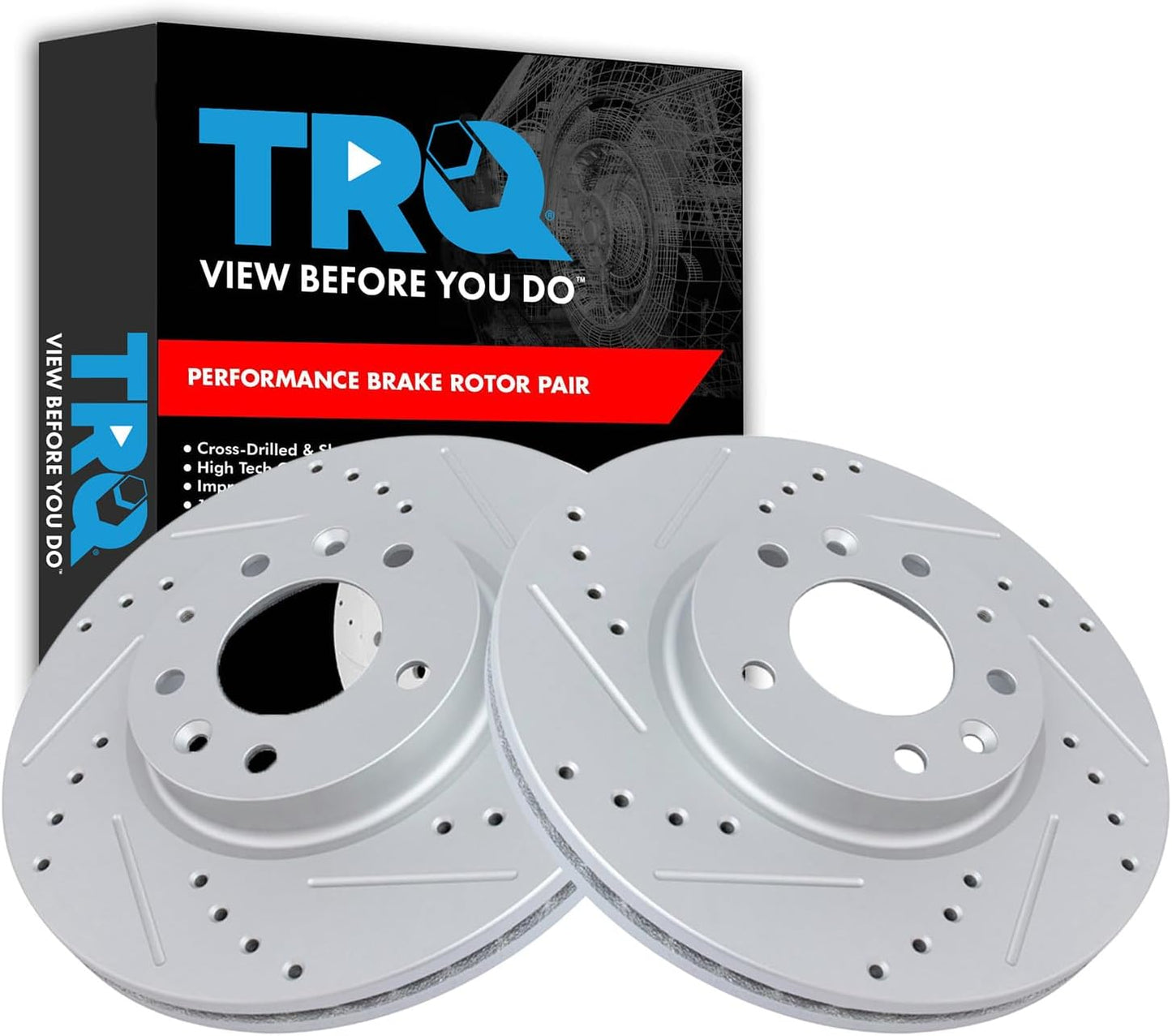 TRQ Front Performance Brake Rotors Set for Ford Fusion & More
