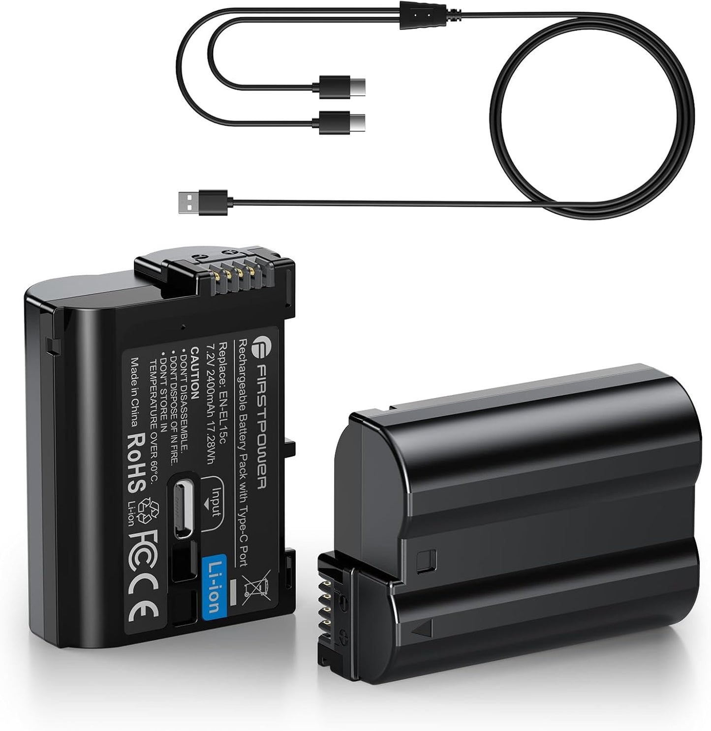 FirstPower EN-EL15C 2400mAh Batteries with USB-C Fast Charging