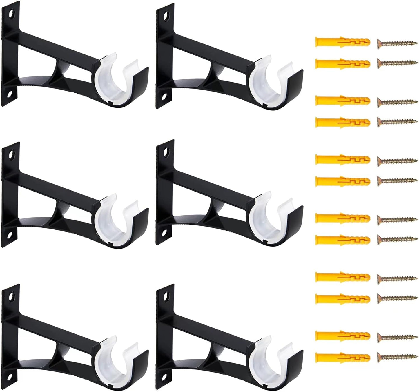 Set of 6 Heavy Duty Curtain Rod Holders - Securely Hang Your Curtains in Style!