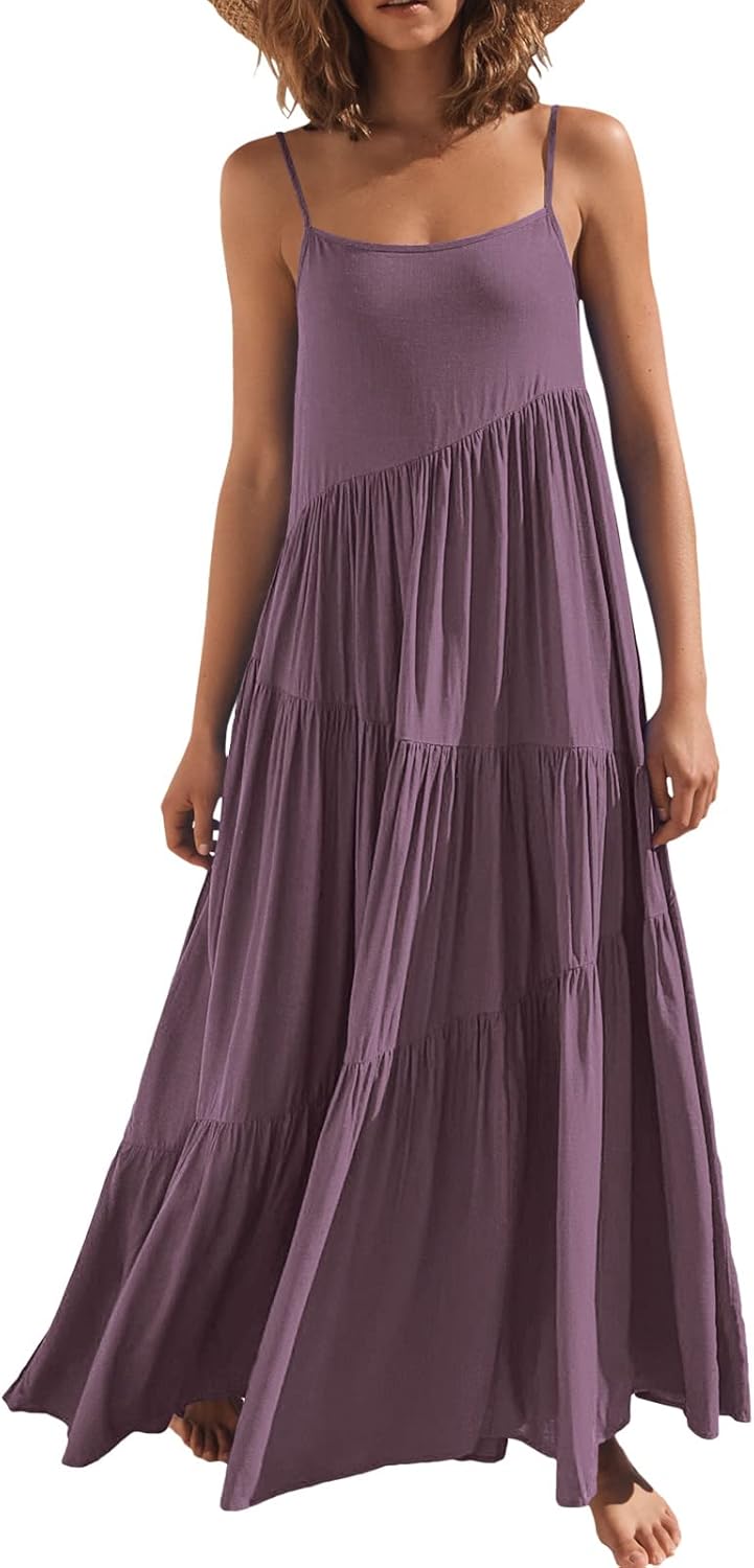 Women Summer Casual Loose Sleeveless Sundress for Beach Fun
