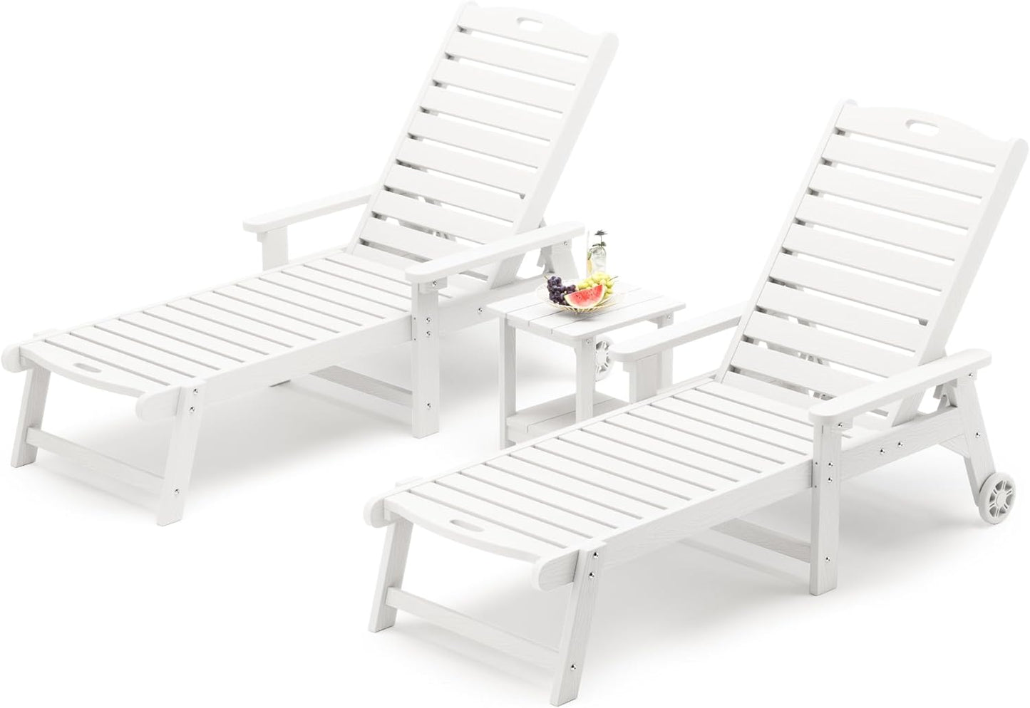 LUE BONA Chaise Lounge Chairs Set with Table for Outdoor Relaxation