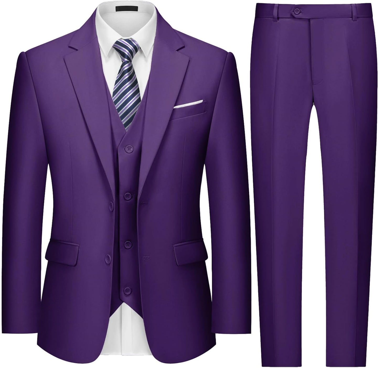 MAGE MALE Mens Two Button 3-Piece Slim Fit Tuxedo Set