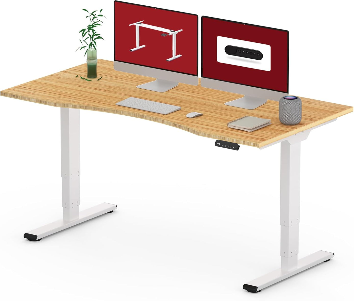 Stable Dual Motor Bamboo Standing Desk