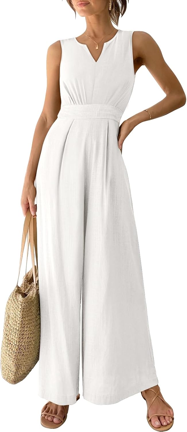 Stylish Summer Jumpsuit for Women - Dressy Casual Linen Romper