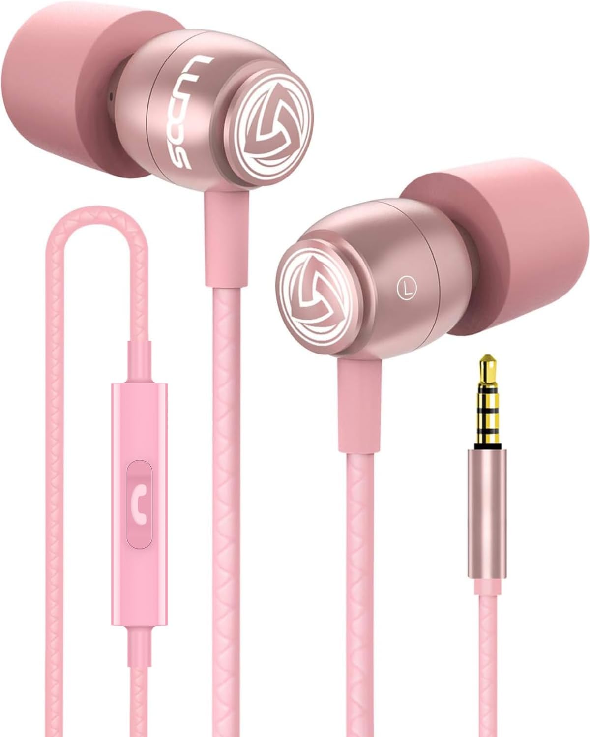 LUDOS Clamor Earbuds - 5 Year Warranty, Noise Isolating, Memory Foam - Pink