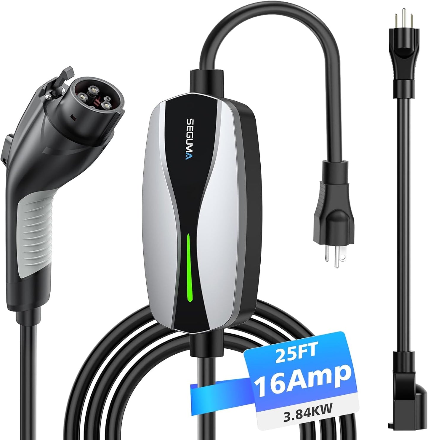 SEGUMA 16Amp Electric Car Charger: Portable & Versatile EV Charging!