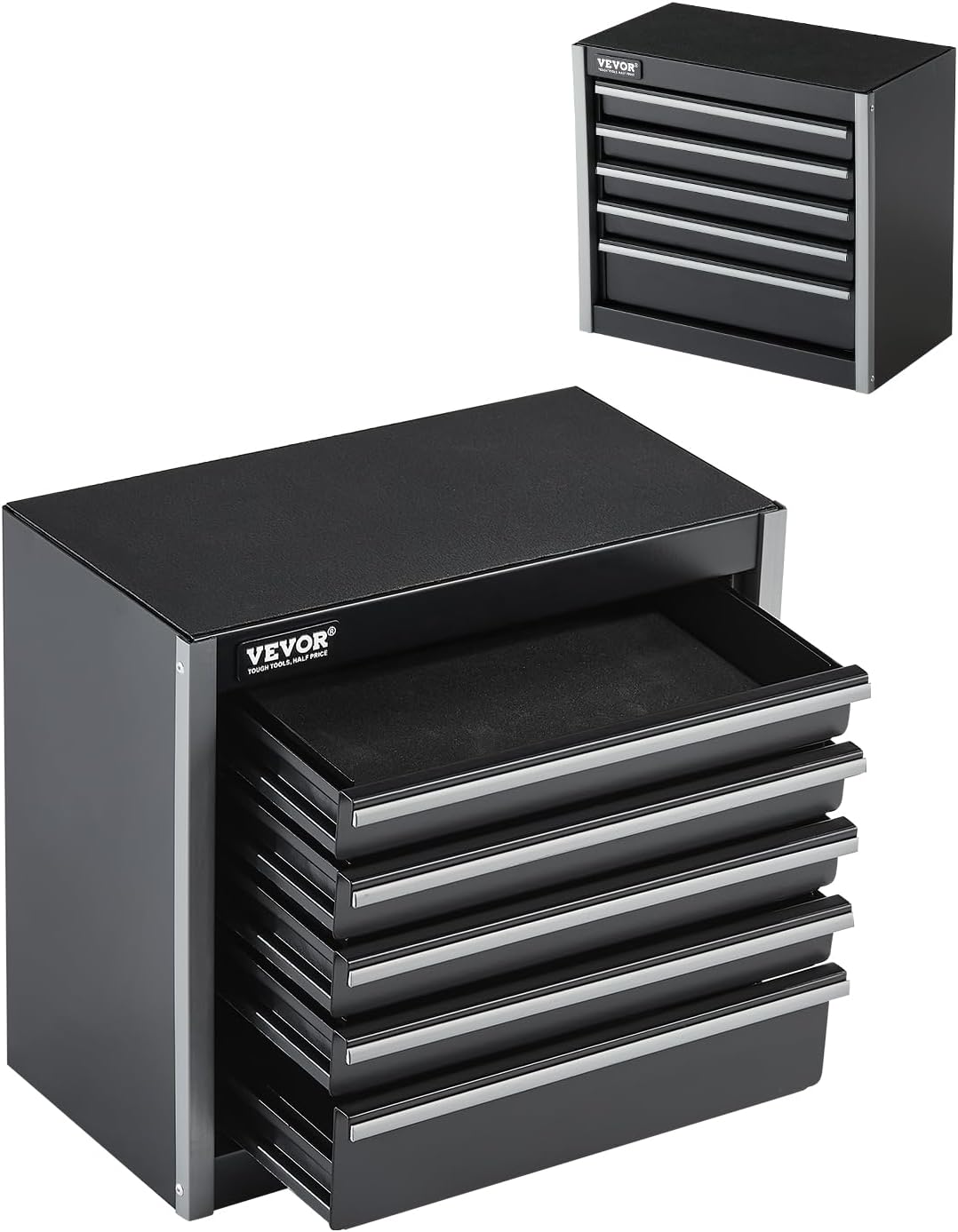 VEVOR Portable Metal Tool Box with 5 Drawers for Organization