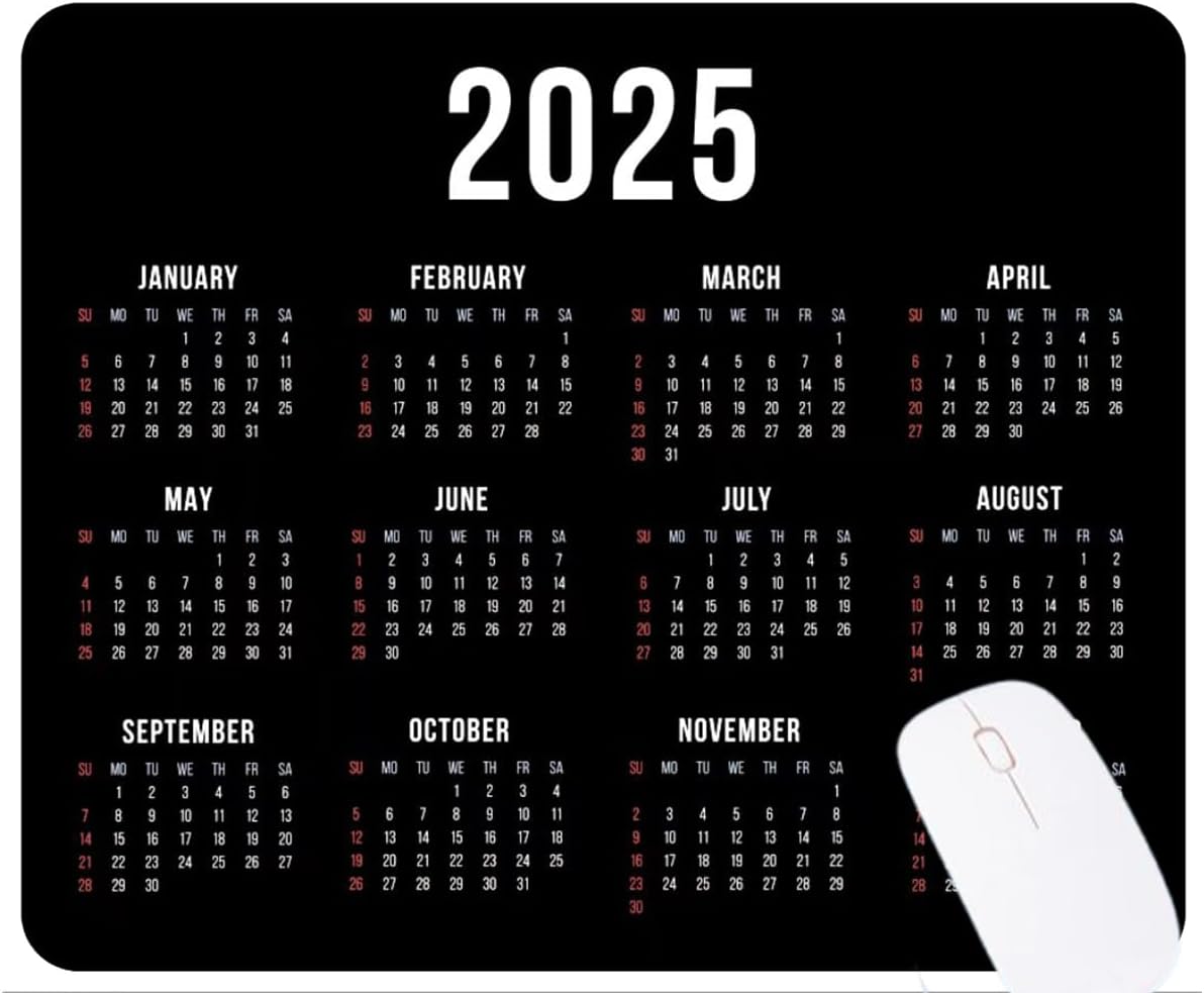 2025 Mouse Pad Calendar with Non-Slip Rubber - 11.8 x 9.8 Inch