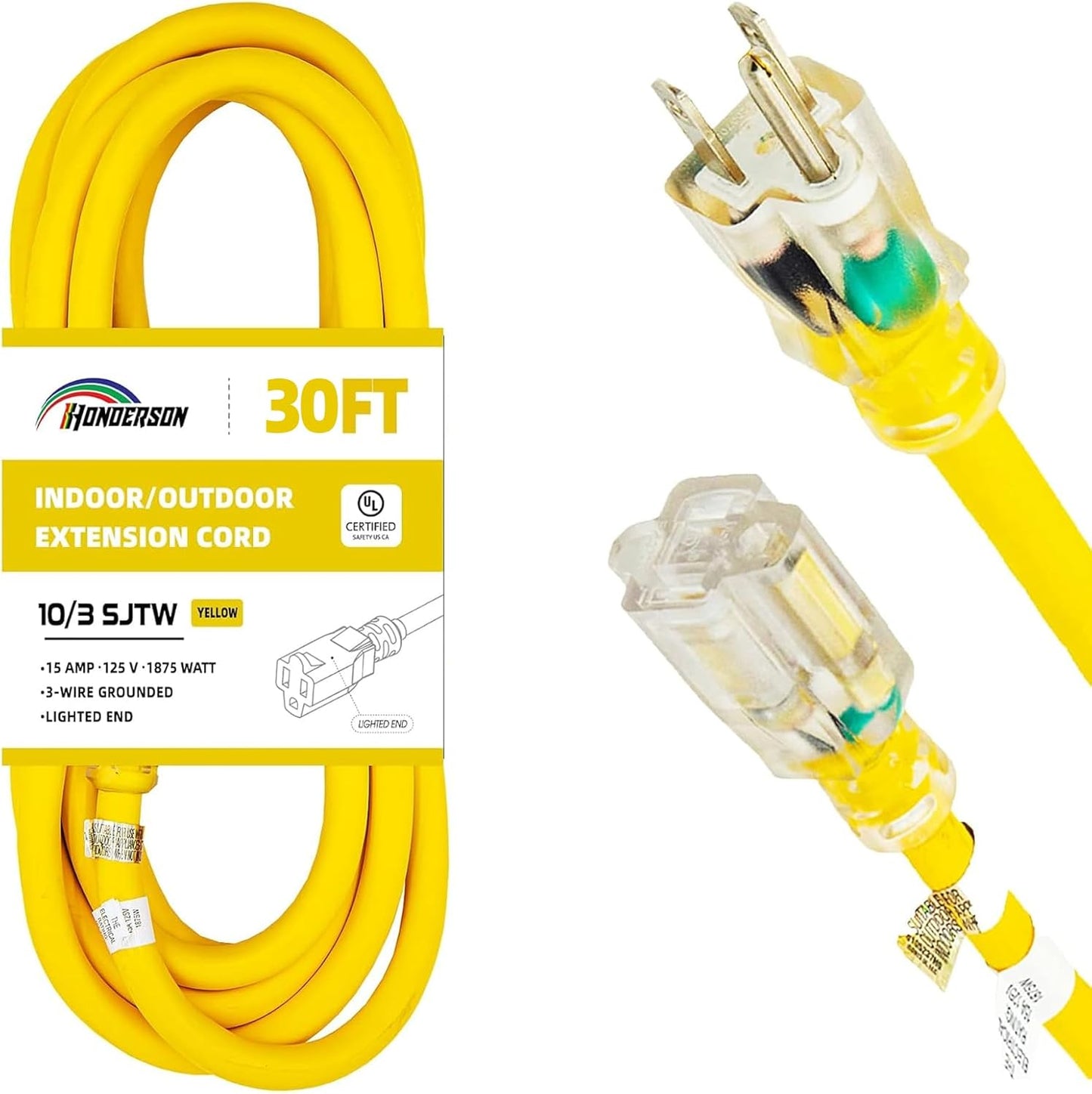 Indoor Outdoor Extension Cord Weatherproof 30FT Heavy Duty
