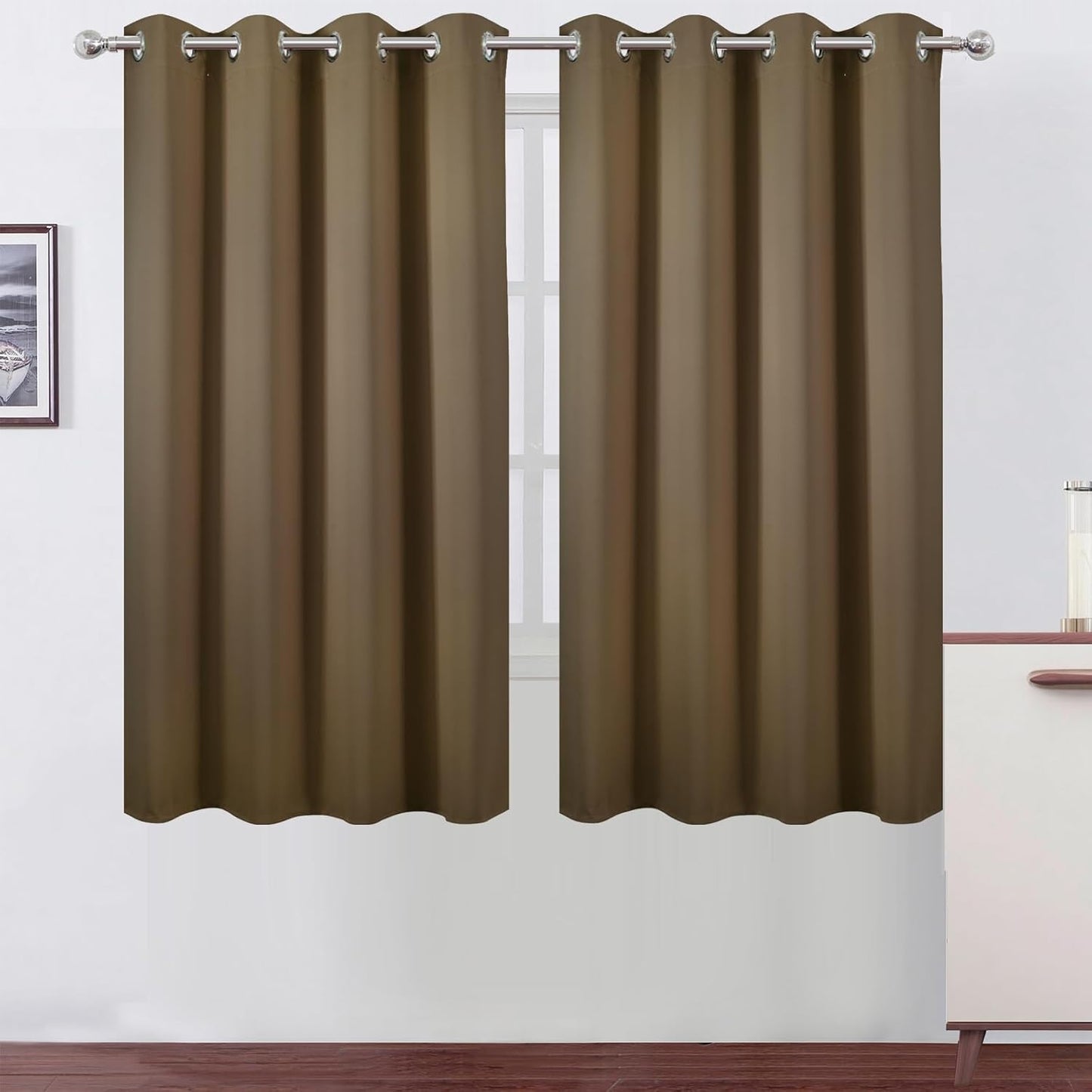 LEMOMO Brown Blackout Curtains for Bedroom - Thermal Insulated