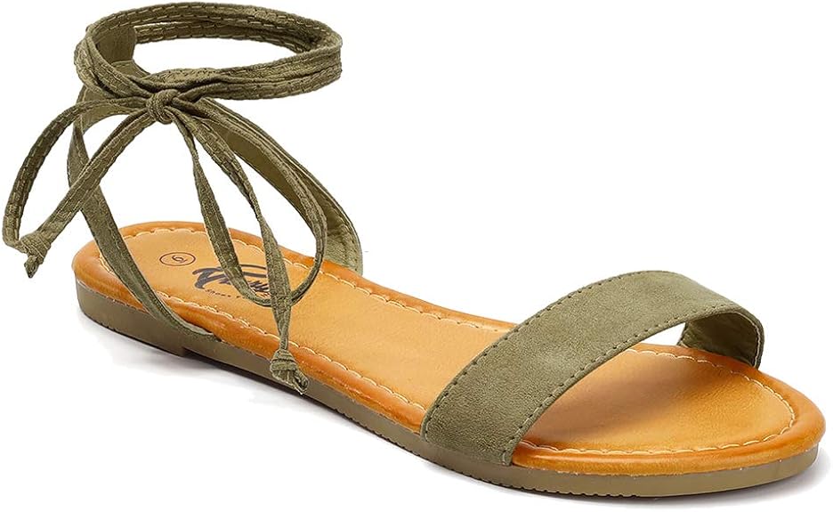 Trary Womens Sandals - Lace Up Open Toe Strappy Sandals