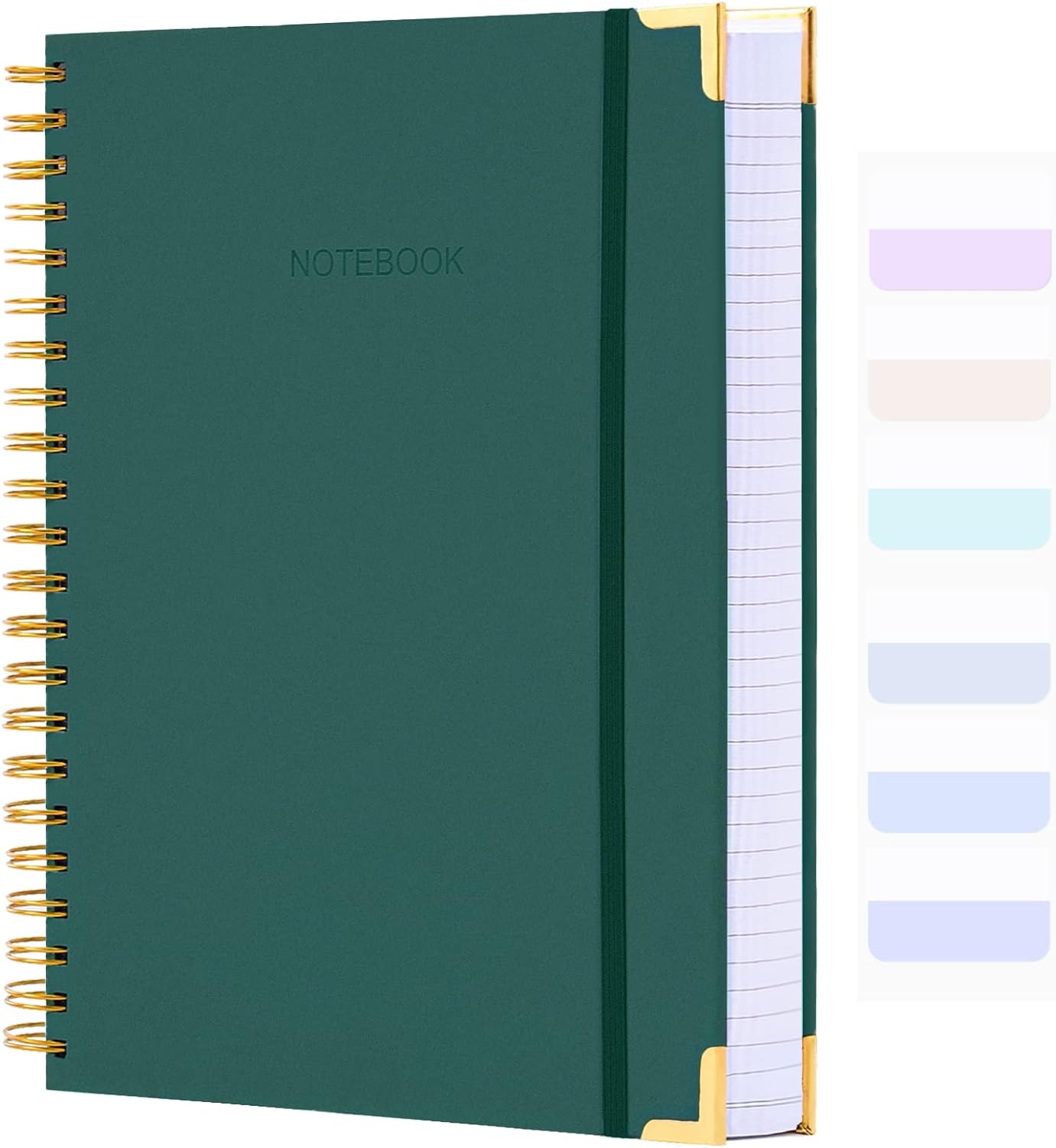 Large 300-Page College-Ruled Leather Notebook w/ 24 Index Tabs