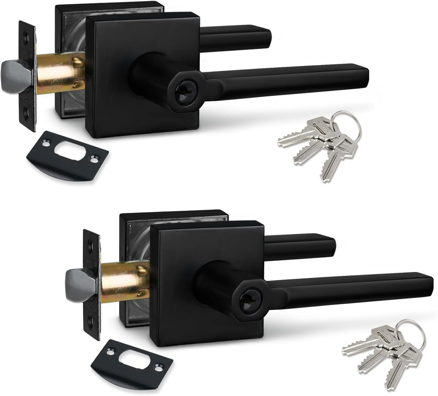 Keyed Alike Keyed Entry Door Handle in Matte Black Finish