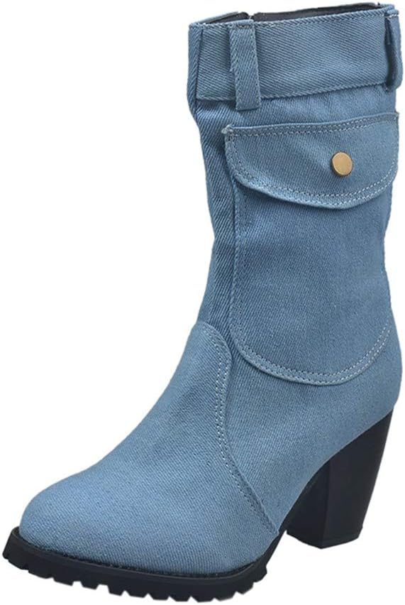 Stylish Over-the-Knee Denim Boots for Wide Calves