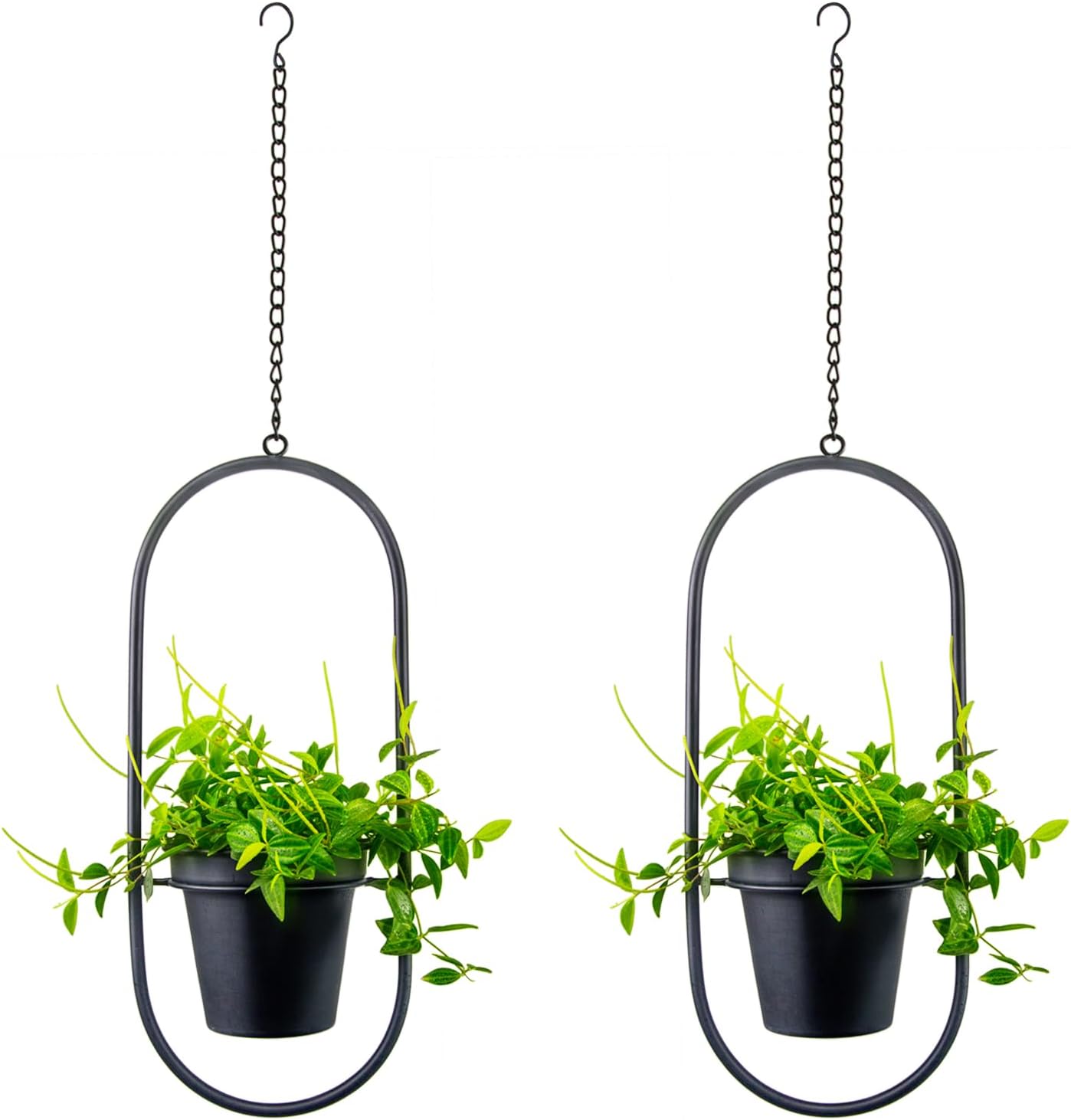 Metal Hanging Planters Set of 2 for Indoor and Outdoor Decor