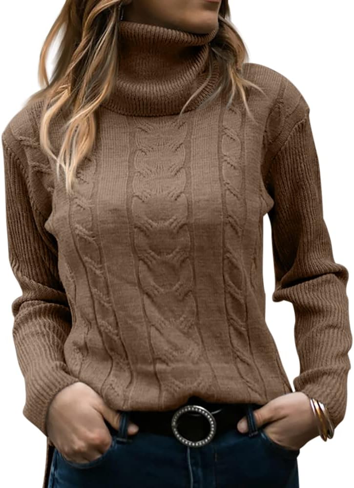 Langwyqu Womens Turtleneck Long Sleeve Cable Knit Sweater Review