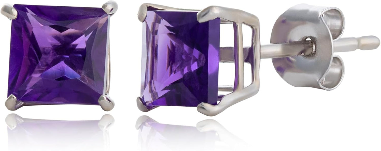 10K White Gold 5mm Princess Cut Gemstone Stud Earrings Review