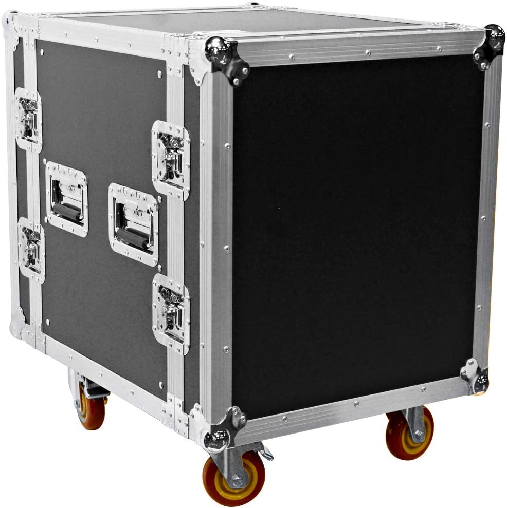 Heavy Duty 12 Space ATA Rack Case with 4 Inch Casters