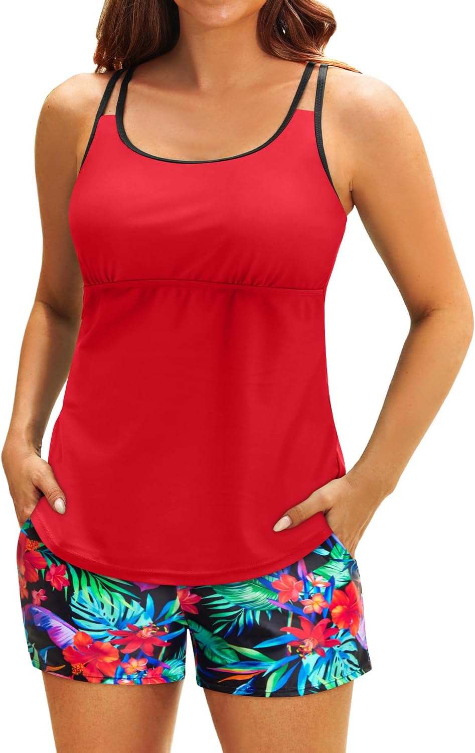 Tempt Me Two Piece Tankini Swimsuits for Women with Shorts