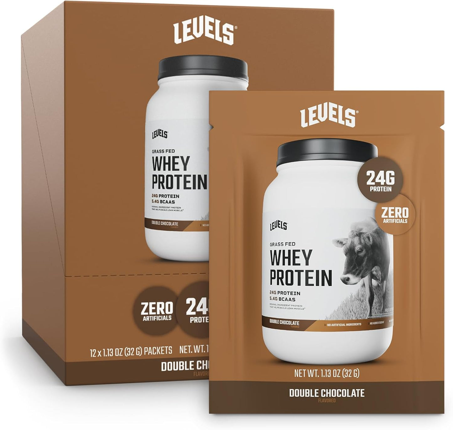 Levels Grass Fed Whey Protein Powder with Double Chocolate Flavor