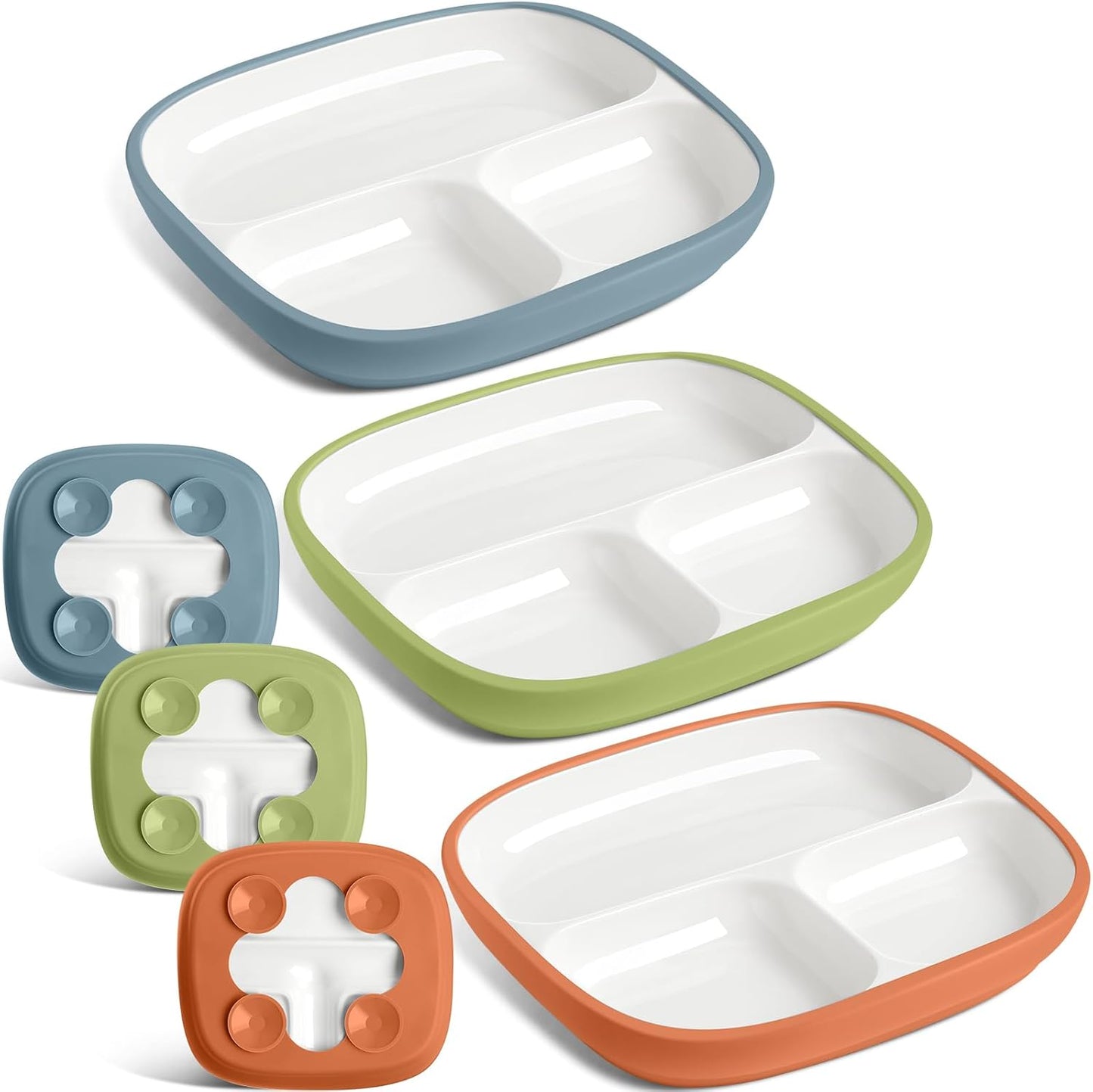 Kids Porcelain Plates Set with Suction for Easy Self Feeding 8.2ft