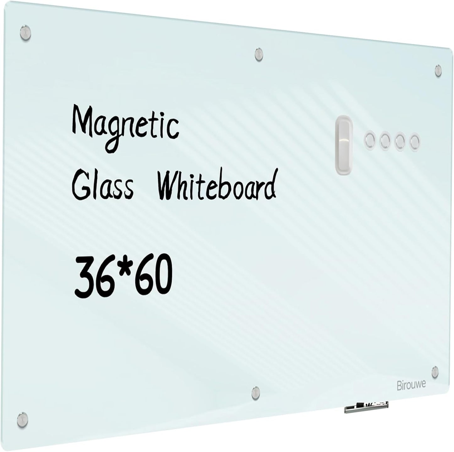 Glass Whiteboard 36x60Inches with Modern Frameless Design