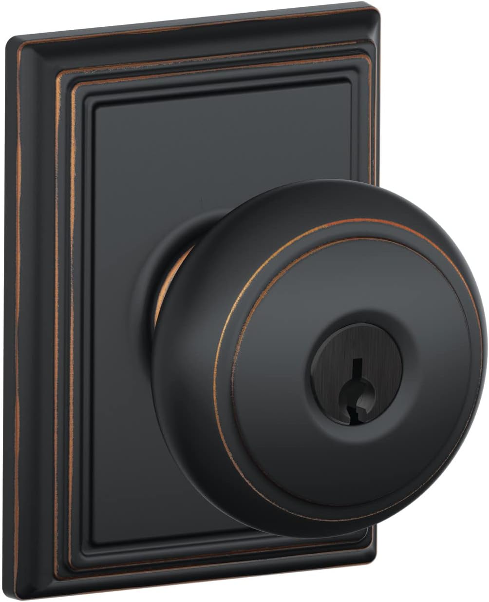 Schlage F51A Andover Door Knob with Addison Trim, Aged Bronze