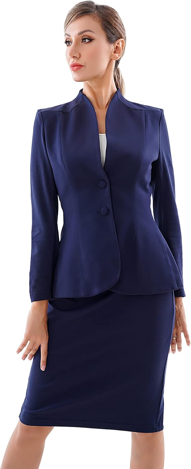 Marycrafts Womens Blazer Skirt Suit Set for Business Attire