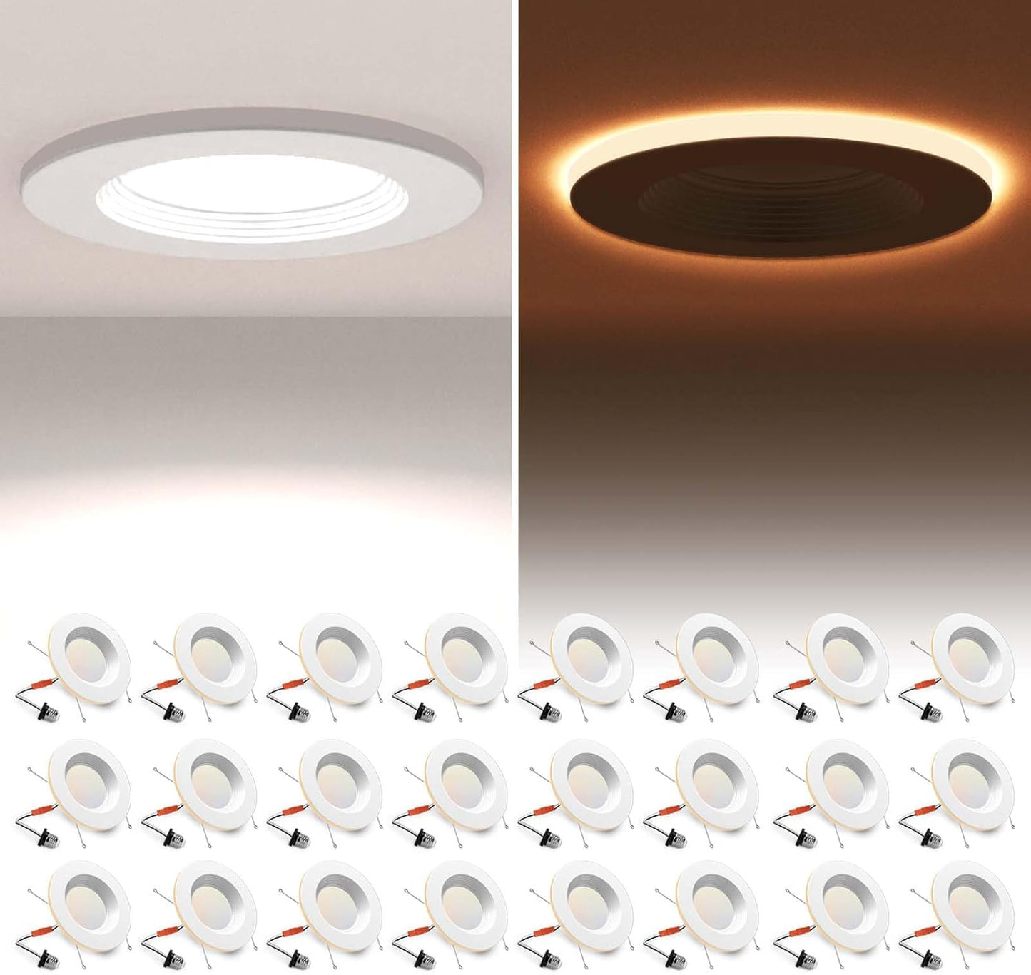 24 Pack 5/6 Inch LED Can Lights with Night Light Feature