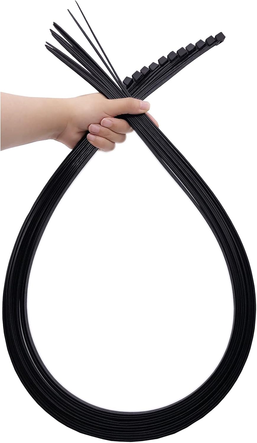 48in Heavy Duty Black Zip Ties, 175lbs Strength