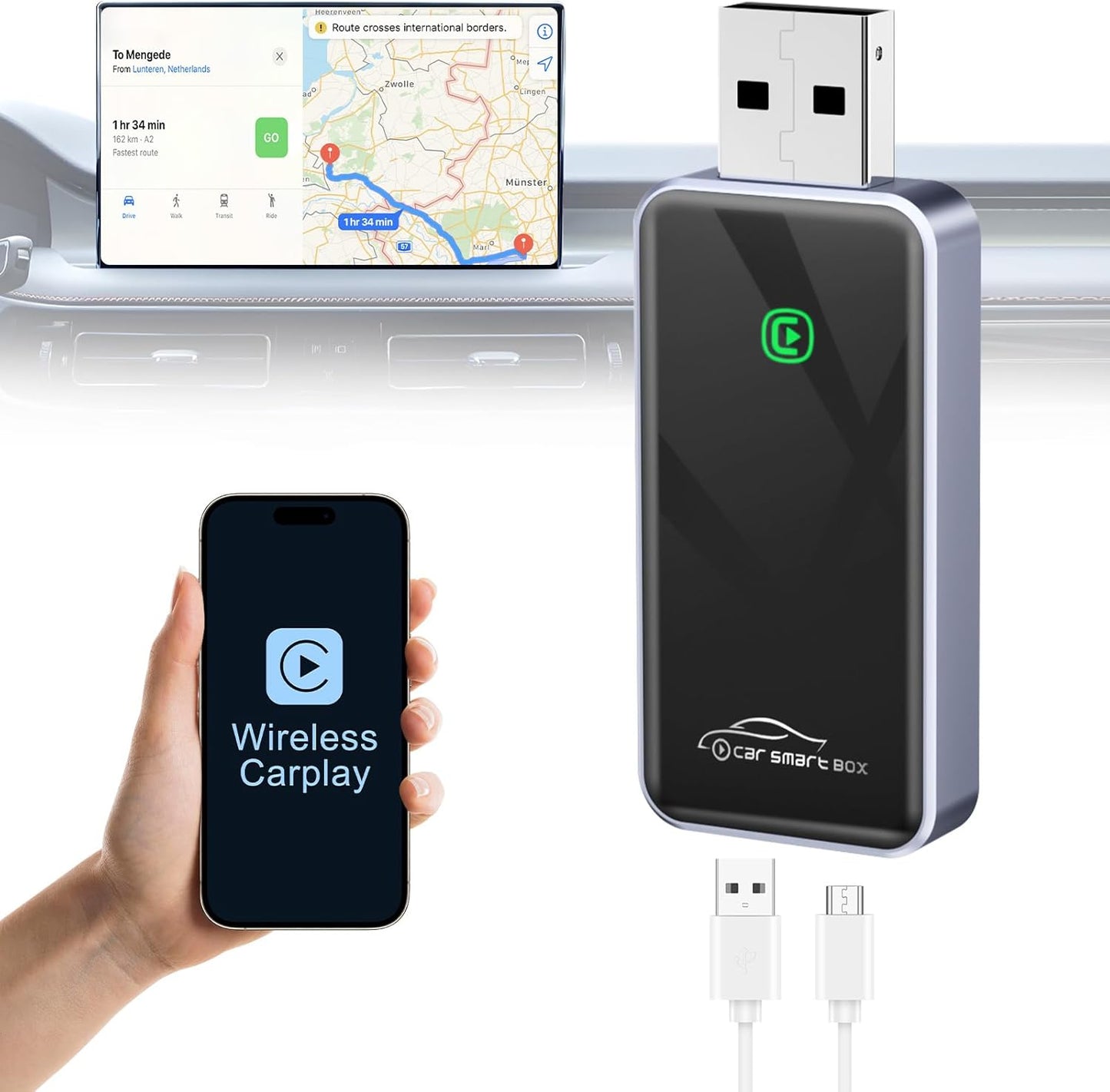 Wireless CarPlay Adapter for iPhone with HD Navigation Features