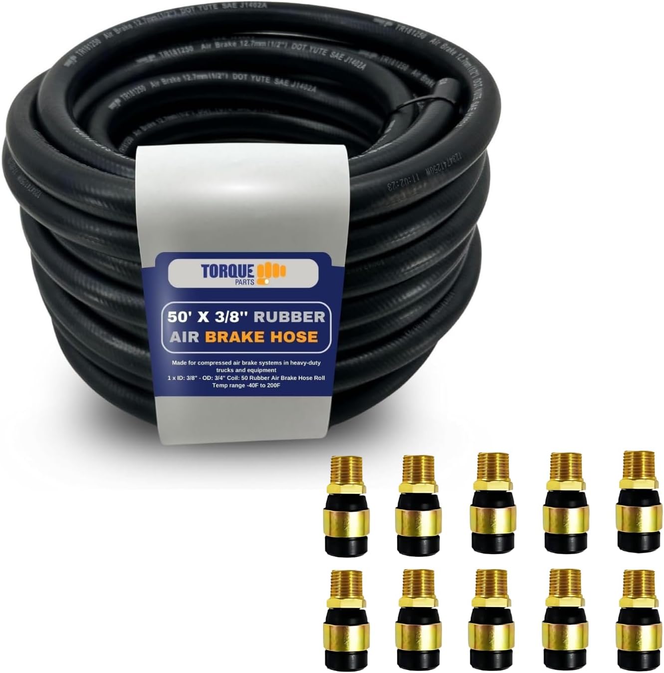 TORQUE Rubber Air Brake Hose 3/8in x 50ft Roll for Heavy-Duty Use