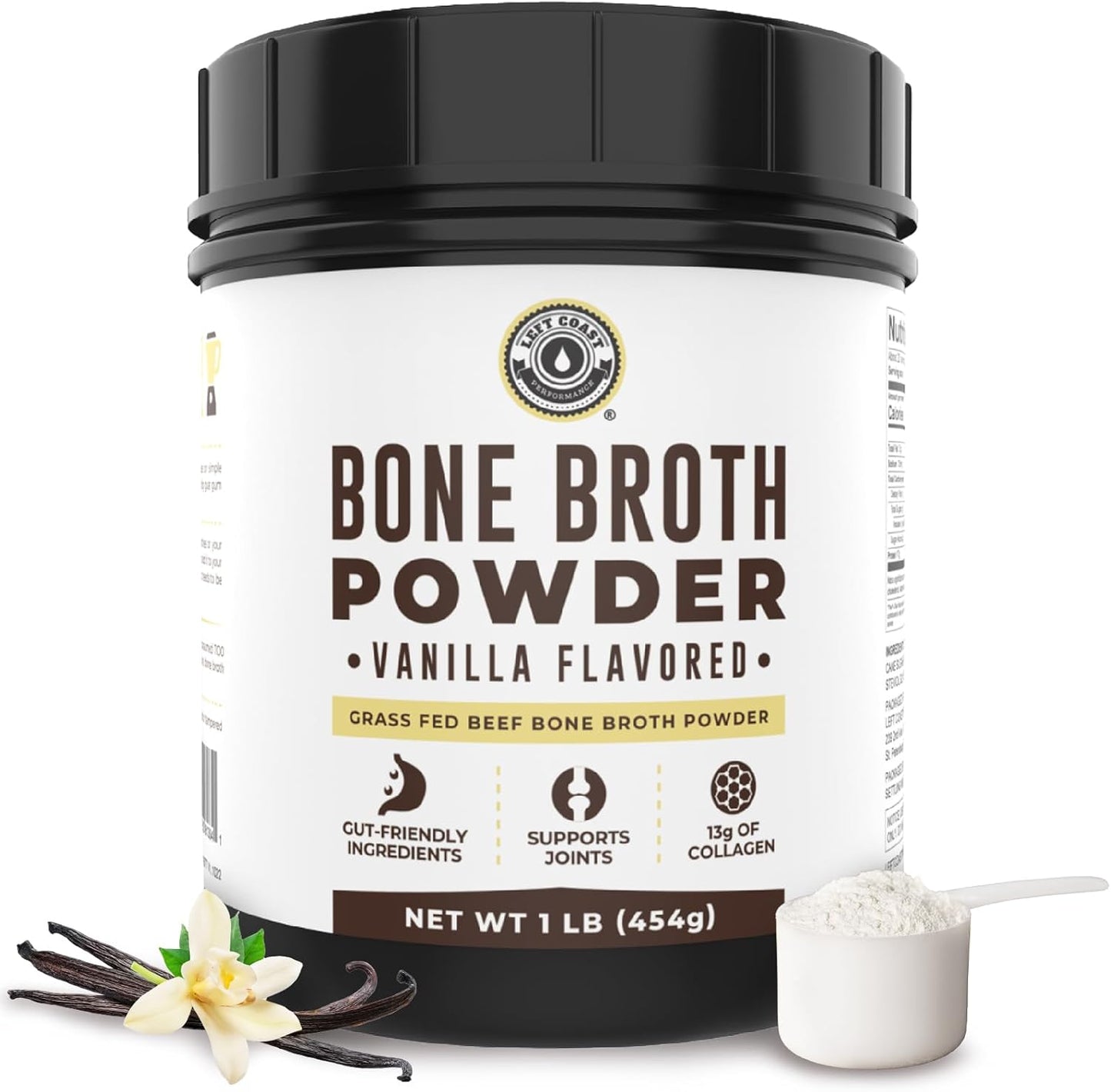 16oz Vanilla Bone Broth Protein Powder for Gut Health Support