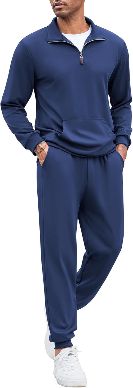Men's Tracksuit 2 Piece Quarter Zip Sweatsuit for Casual Wear