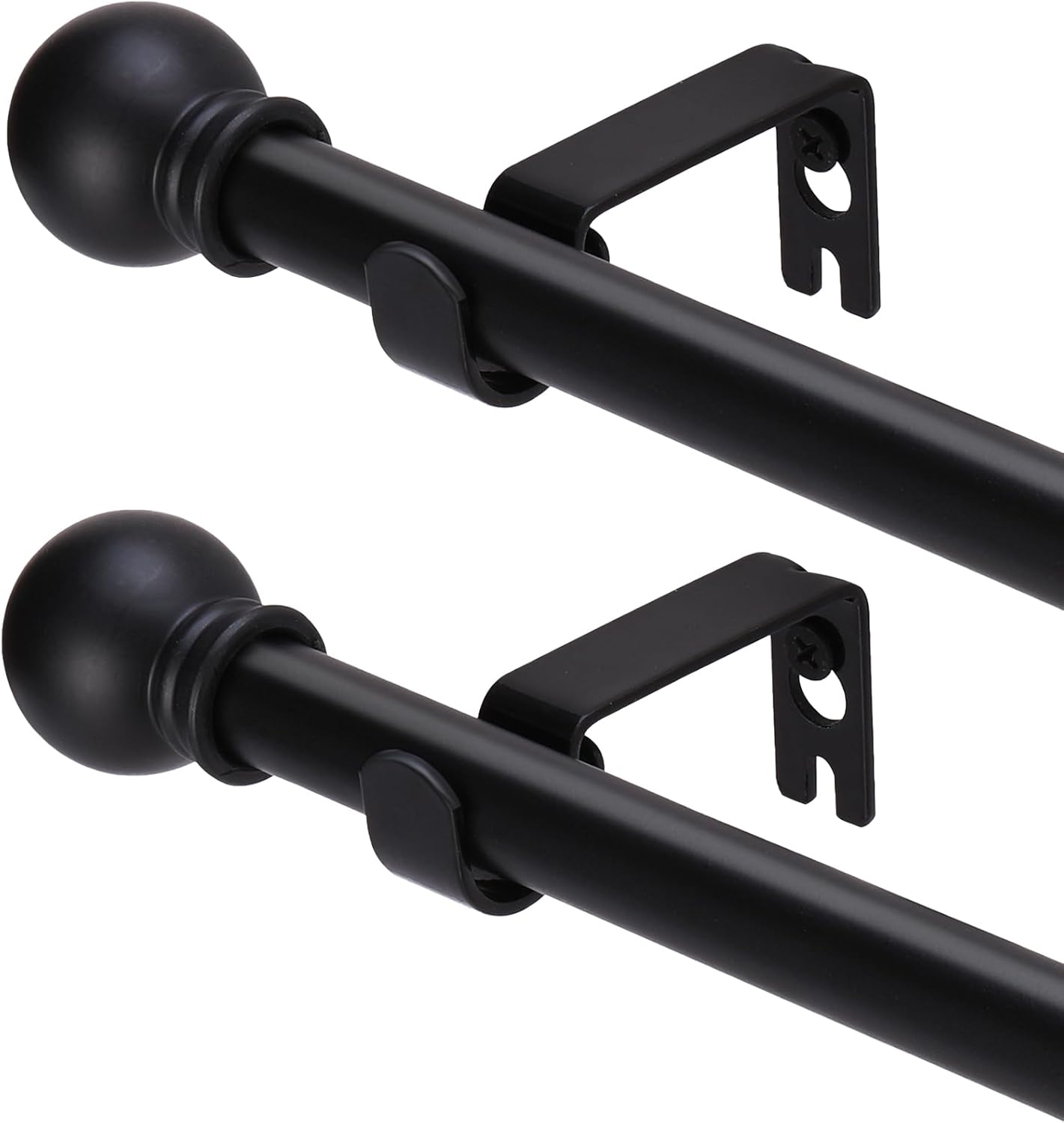 2 Pack Black Curtain Rods for Windows 66 to 120 Inch Heavy Duty
