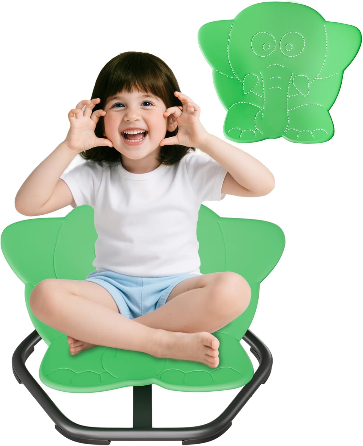 Spinning Chair for Autistic Kids - Sensory Swivel Chair in Dark Green