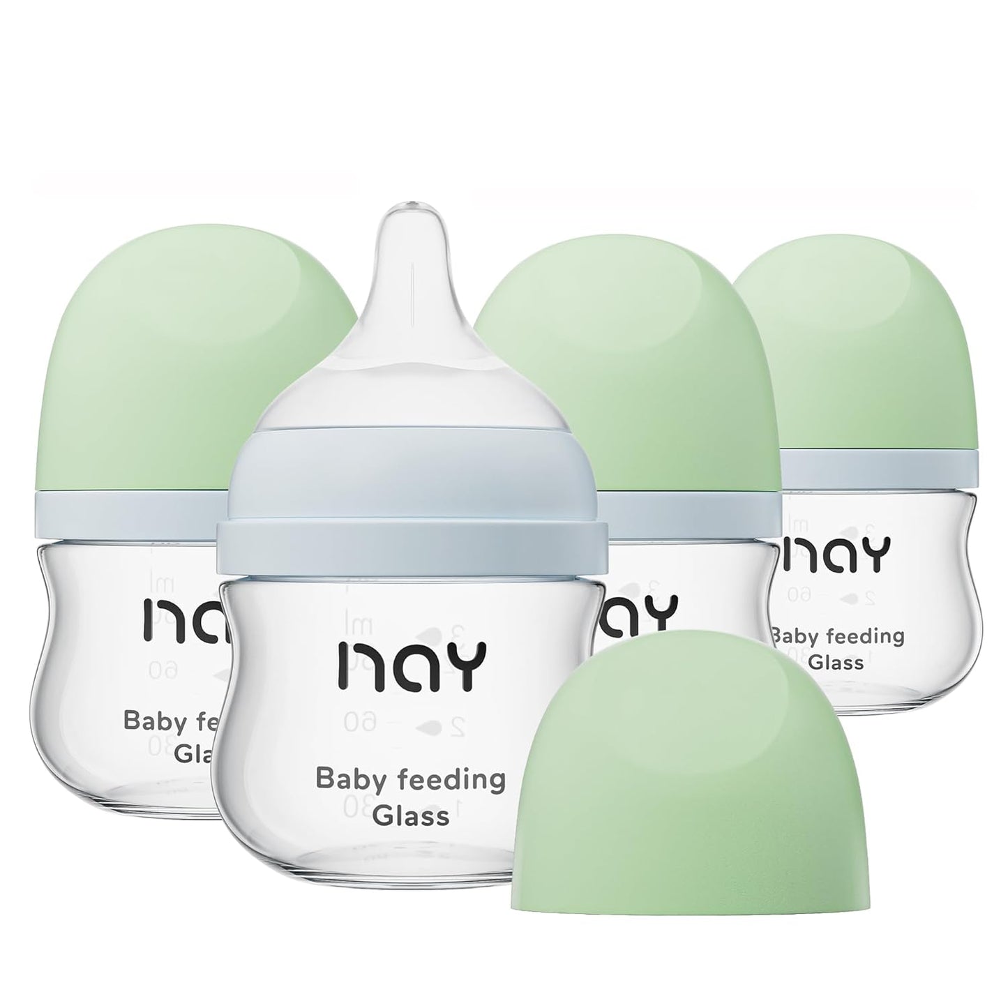 Natural Glass Baby Bottle Wide Neck for Newborns, 3oz Pack of 4