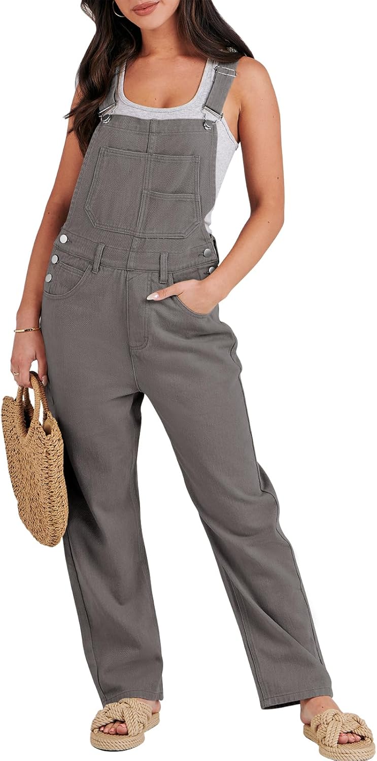 Loose Fit Denim Overalls for Women by ANRABESS - Casual Style